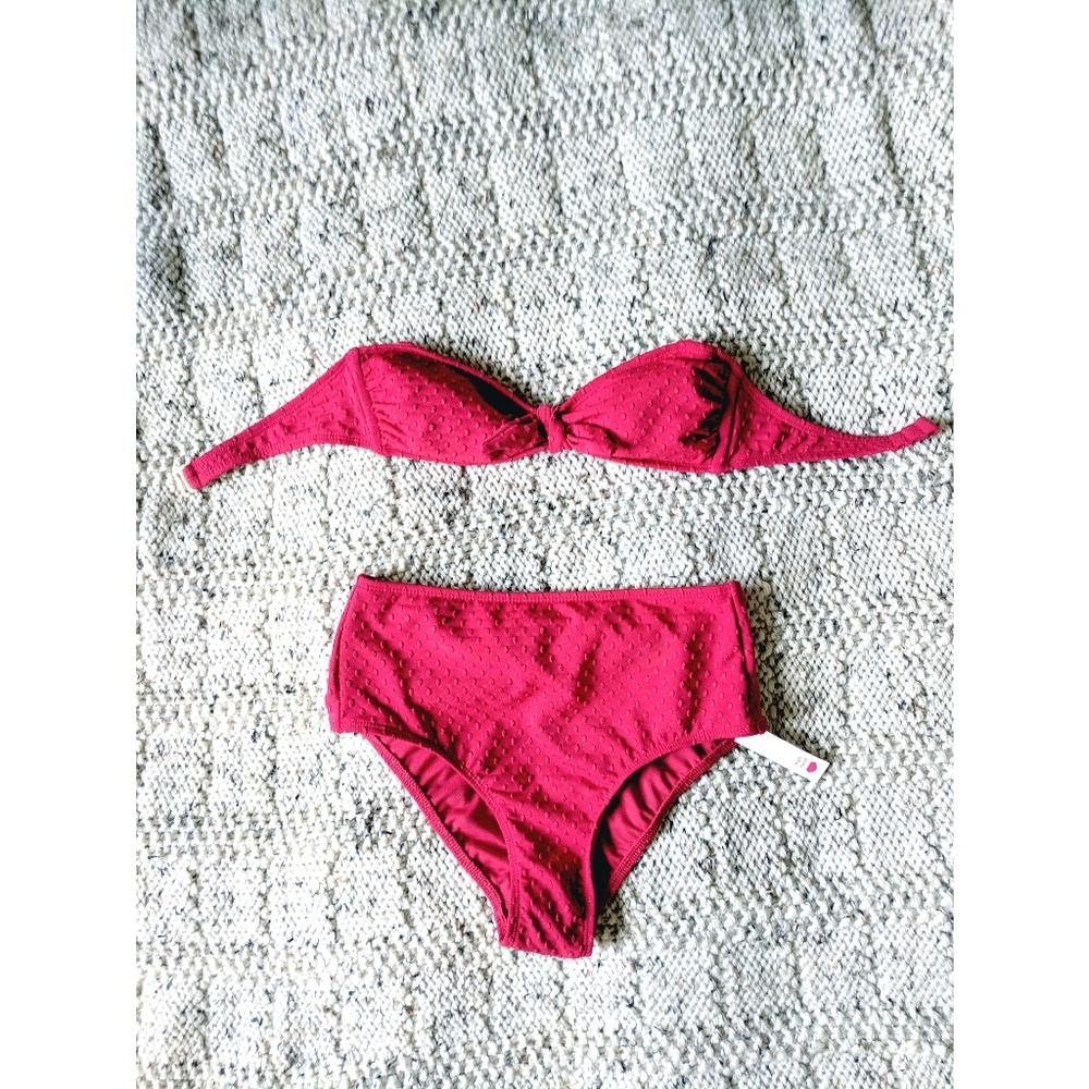 Adorable Maroon Bow Bikini NWT